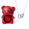 Osito con rosa eterna y collar de corazones personalizados - Moroveta
