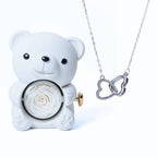 Osito con rosa eterna y collar de corazones personalizados - Moroveta
