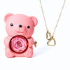 Osito con rosa eterna y collar de corazones personalizados - Moroveta