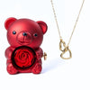 Osito con rosa eterna y collar de corazones personalizados - Moroveta