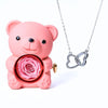 Osito con rosa eterna y collar de corazones personalizados - Moroveta