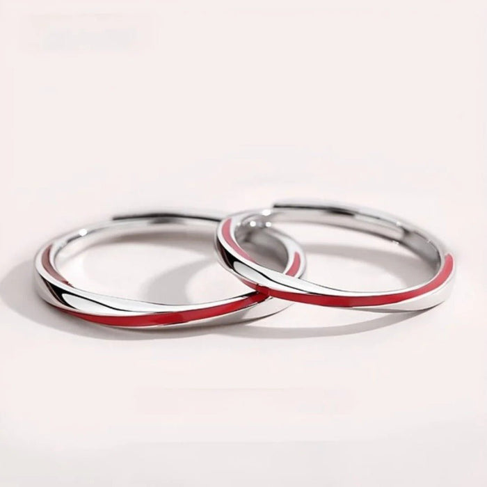 Par de anillos del hilo rojo del destino