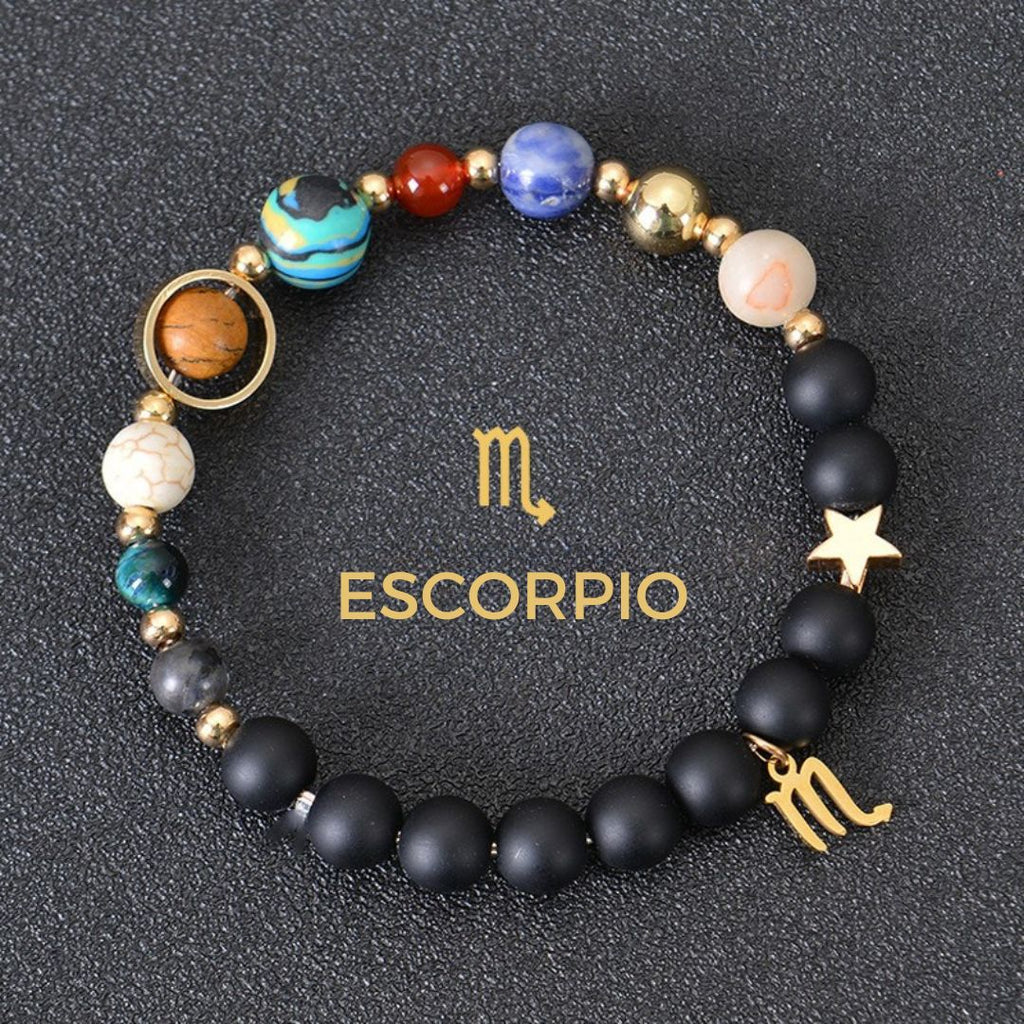 Pulsera con 12 planetas y signo del zodíaco - Moroveta