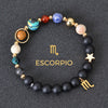 Pulsera con 12 planetas y signo del zodíaco - Moroveta