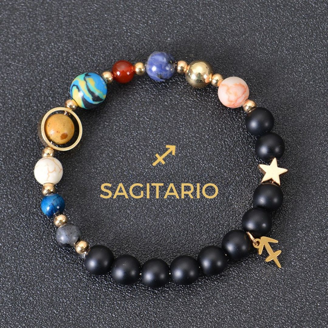 Pulsera con 12 planetas y signo del zodíaco - Moroveta
