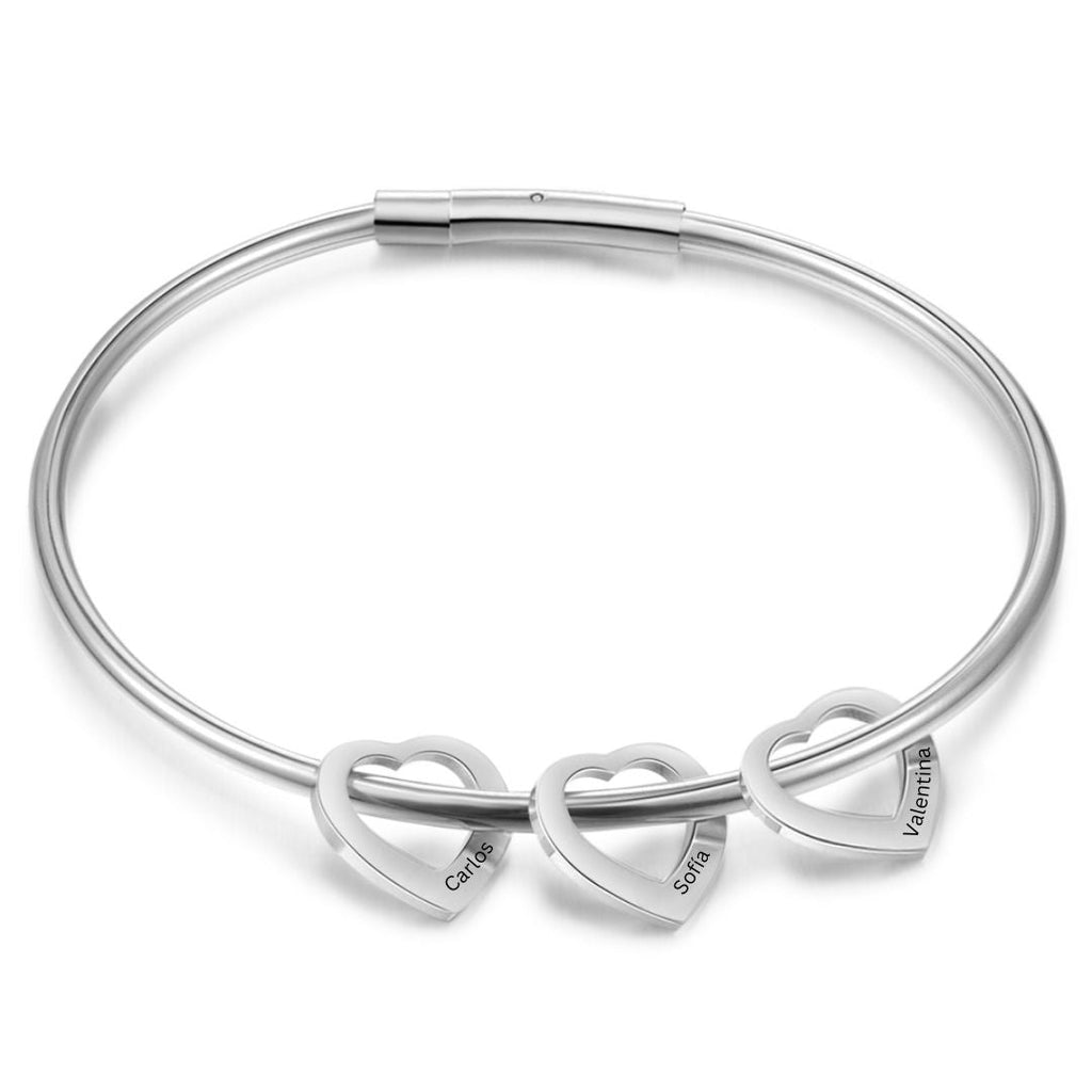 Pulsera con colgantes de corazón personalizados con nombres - Moroveta