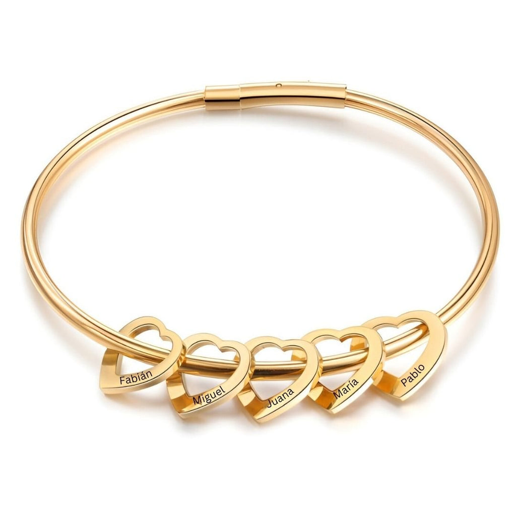 Pulsera con colgantes de corazón personalizados con nombres - Moroveta