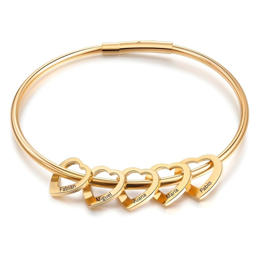 Pulsera con colgantes de corazón personalizados con nombres - Moroveta