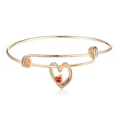 Pulsera con corazones con nombres y piedras natales - Moroveta