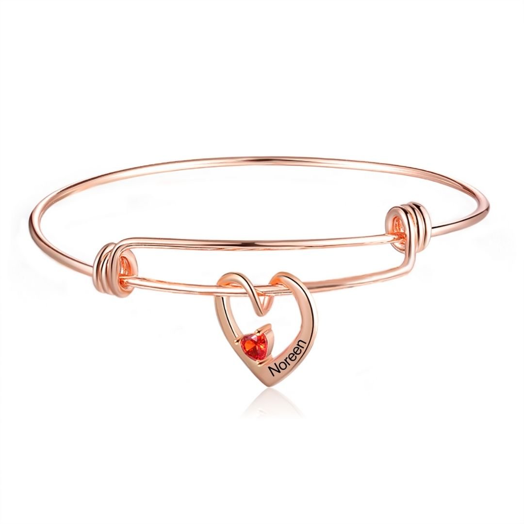 Pulsera con corazones con nombres y piedras natales - Moroveta