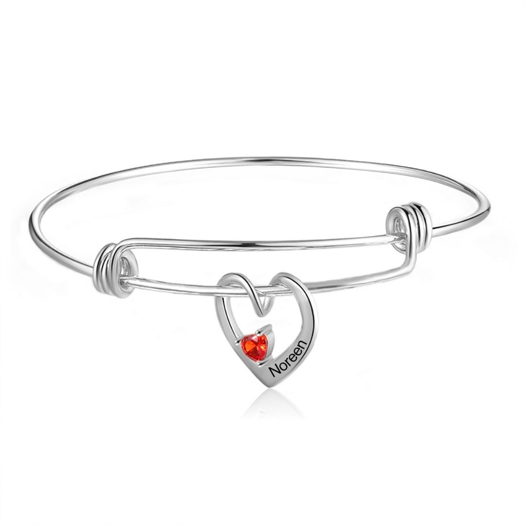 Pulsera con corazones con nombres y piedras natales - Moroveta