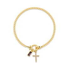 Cargar imagen en el visor de la galería, Pulsera con dije de cruz y piedra de nacimiento - Moroveta