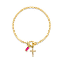 Cargar imagen en el visor de la galería, Pulsera con dije de cruz y piedra de nacimiento - Moroveta