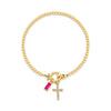 Pulsera con dije de cruz y piedra de nacimiento - Moroveta