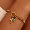 Pulsera con dije de cruz y piedra de nacimiento - Moroveta