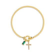 Cargar imagen en el visor de la galería, Pulsera con dije de cruz y piedra de nacimiento - Moroveta