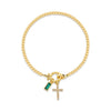 Pulsera con dije de cruz y piedra de nacimiento - Moroveta