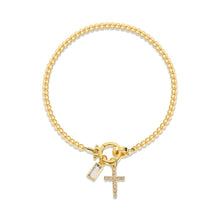 Cargar imagen en el visor de la galería, Pulsera con dije de cruz y piedra de nacimiento - Moroveta