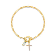 Cargar imagen en el visor de la galería, Pulsera con dije de cruz y piedra de nacimiento - Moroveta
