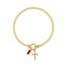 Cargar imagen en el visor de la galería, Pulsera con dije de cruz y piedra de nacimiento - Moroveta