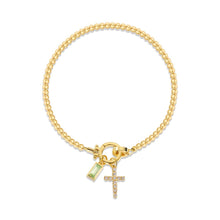 Cargar imagen en el visor de la galería, Pulsera con dije de cruz y piedra de nacimiento - Moroveta