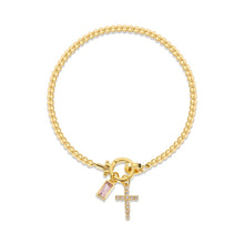 Cargar imagen en el visor de la galería, Pulsera con dije de cruz y piedra de nacimiento - Moroveta
