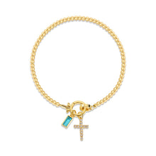 Cargar imagen en el visor de la galería, Pulsera con dije de cruz y piedra de nacimiento - Moroveta