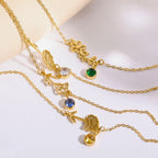 Pulsera con flor y piedra de nacimiento - Moroveta