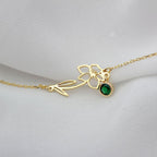Pulsera con flor y piedra de nacimiento - Moroveta