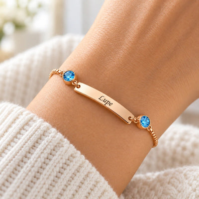 Pulsera con nombre y piedras de nacimiento - Moroveta
