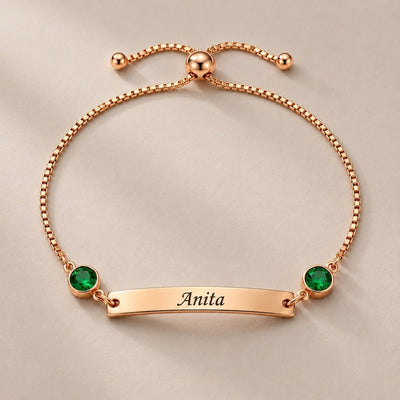 Pulsera con nombre y piedras de nacimiento - Moroveta