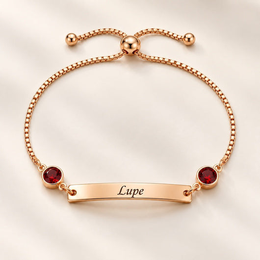 Pulsera con nombre y piedras de nacimiento - Moroveta