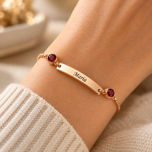Pulsera con nombre y piedras de nacimiento - Moroveta
