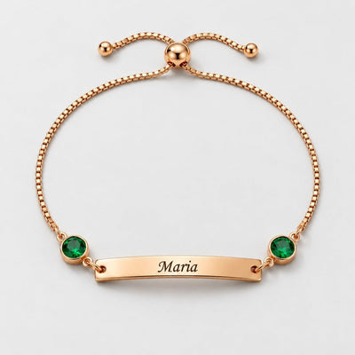 Pulsera con nombre y piedras de nacimiento - Moroveta