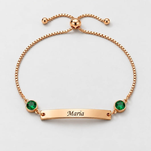 Pulsera con nombre y piedras de nacimiento - Moroveta