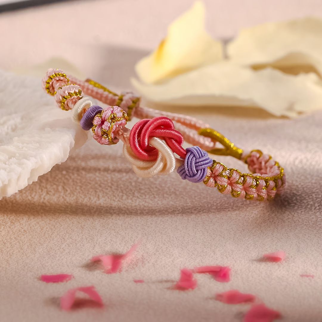 Pulsera con nudo de flor de durazno - "A mi nieta" - Moroveta