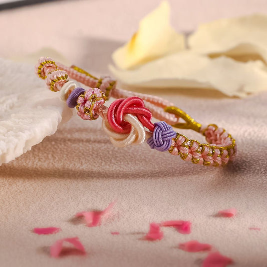 Pulsera con nudo de flor de durazno - "A mi nieta" - Moroveta