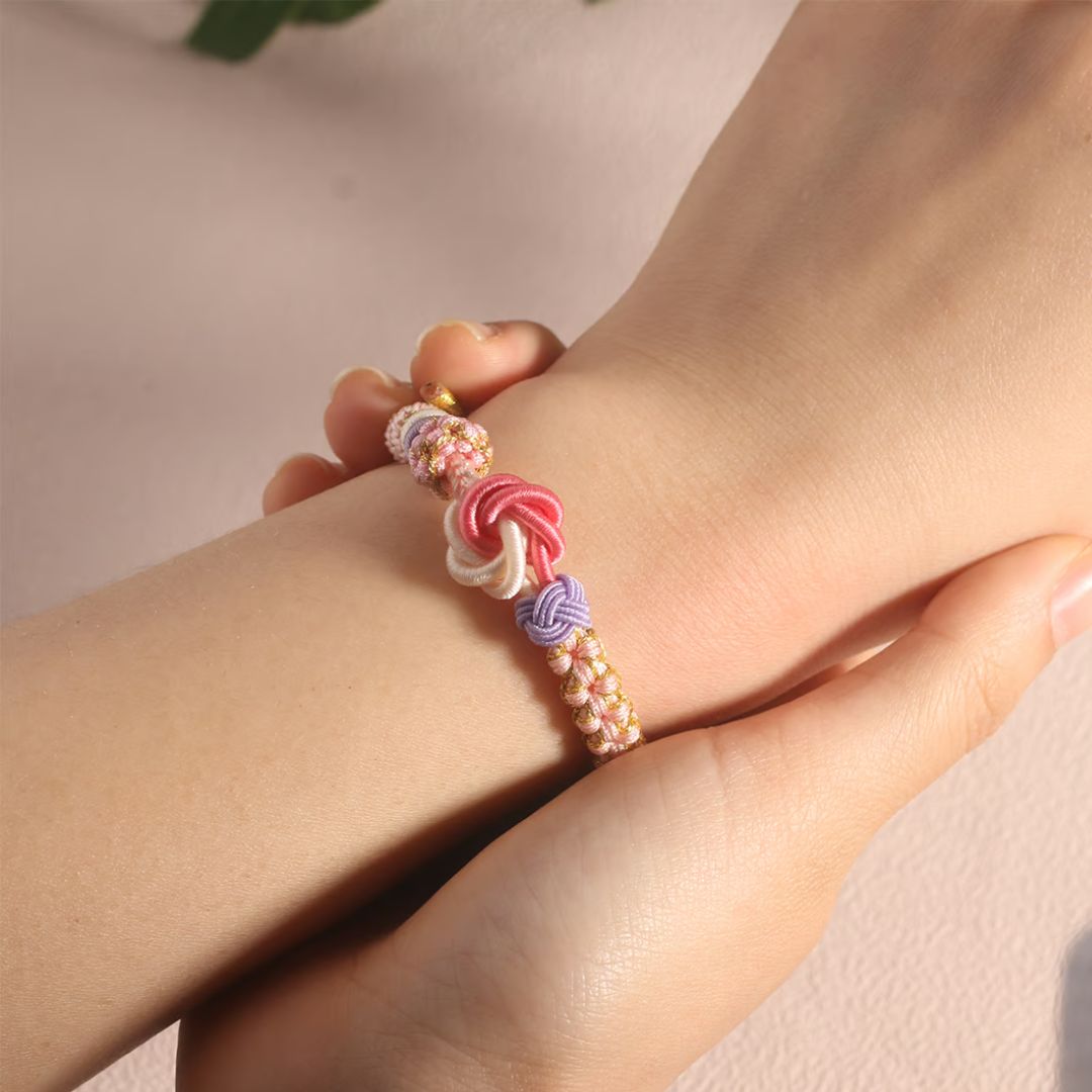 Pulsera con nudo de flor de durazno - "A mi nieta" - Moroveta