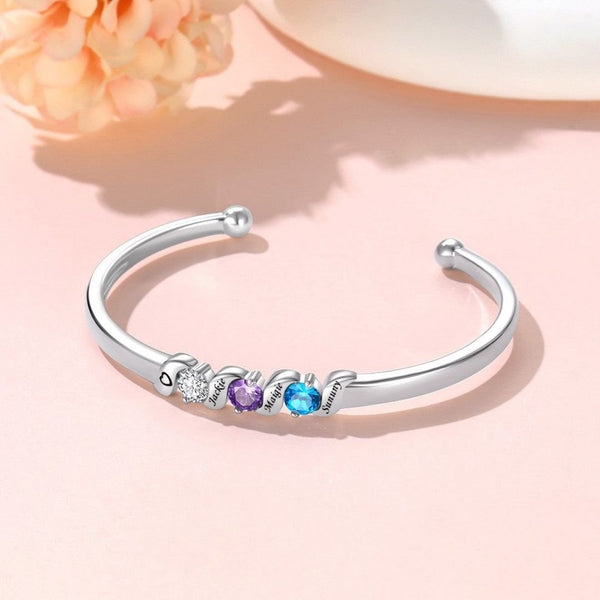 Pulsera con piedras natales y nombres grabados - Moroveta