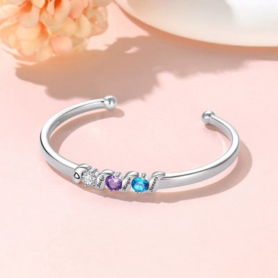 Pulsera con piedras natales y nombres grabados - Moroveta