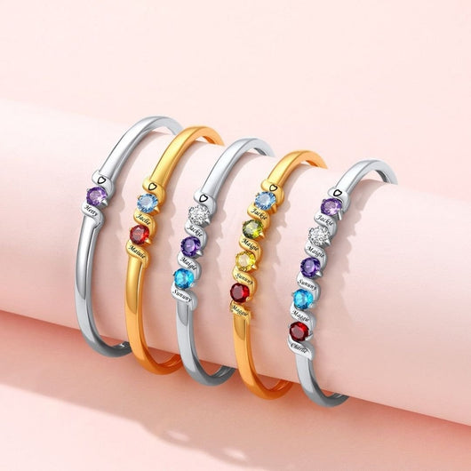 Pulsera con piedras natales y nombres grabados - Moroveta