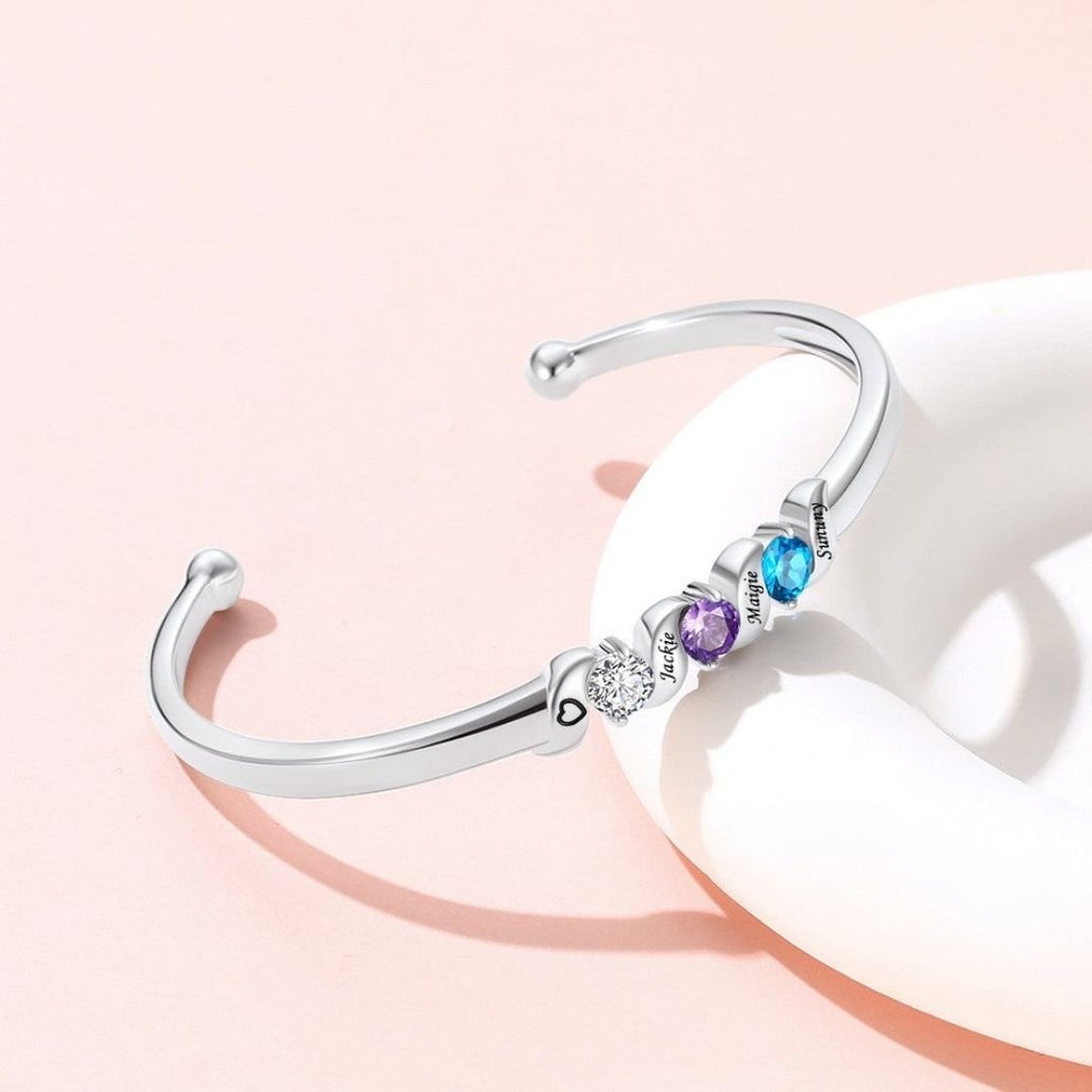 Pulsera con piedras natales y nombres grabados - Moroveta
