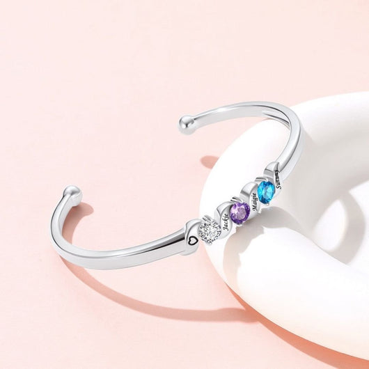 Pulsera con piedras natales y nombres grabados - Moroveta