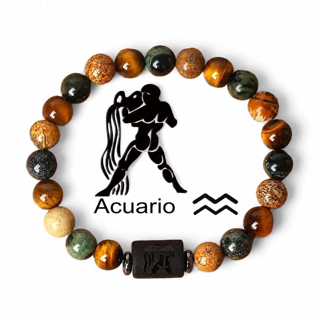 Pulsera con signo zodiacal de piedras naturales Moodiak - Moroveta