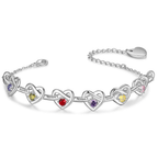 Pulsera corazones unidos con nombres y piedra natal - Moroveta