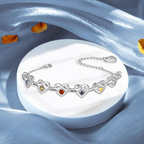 Pulsera corazones unidos con nombres y piedra natal - Moroveta