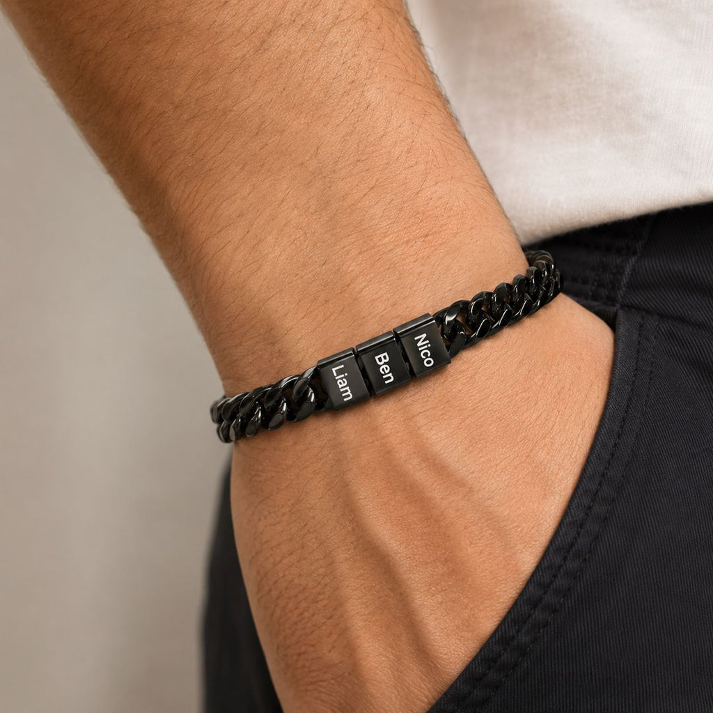 Pulsera cubana grabada para hombre - Moroveta