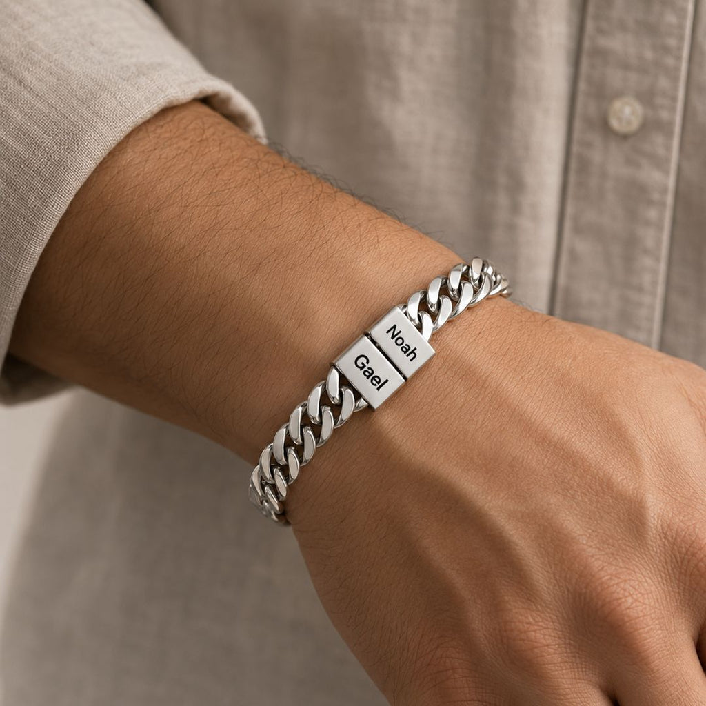 Pulsera cubana grabada para hombre - Moroveta