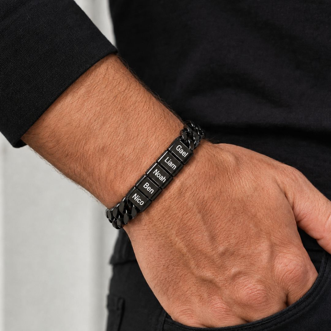 Pulsera cubana grabada para hombre - Moroveta