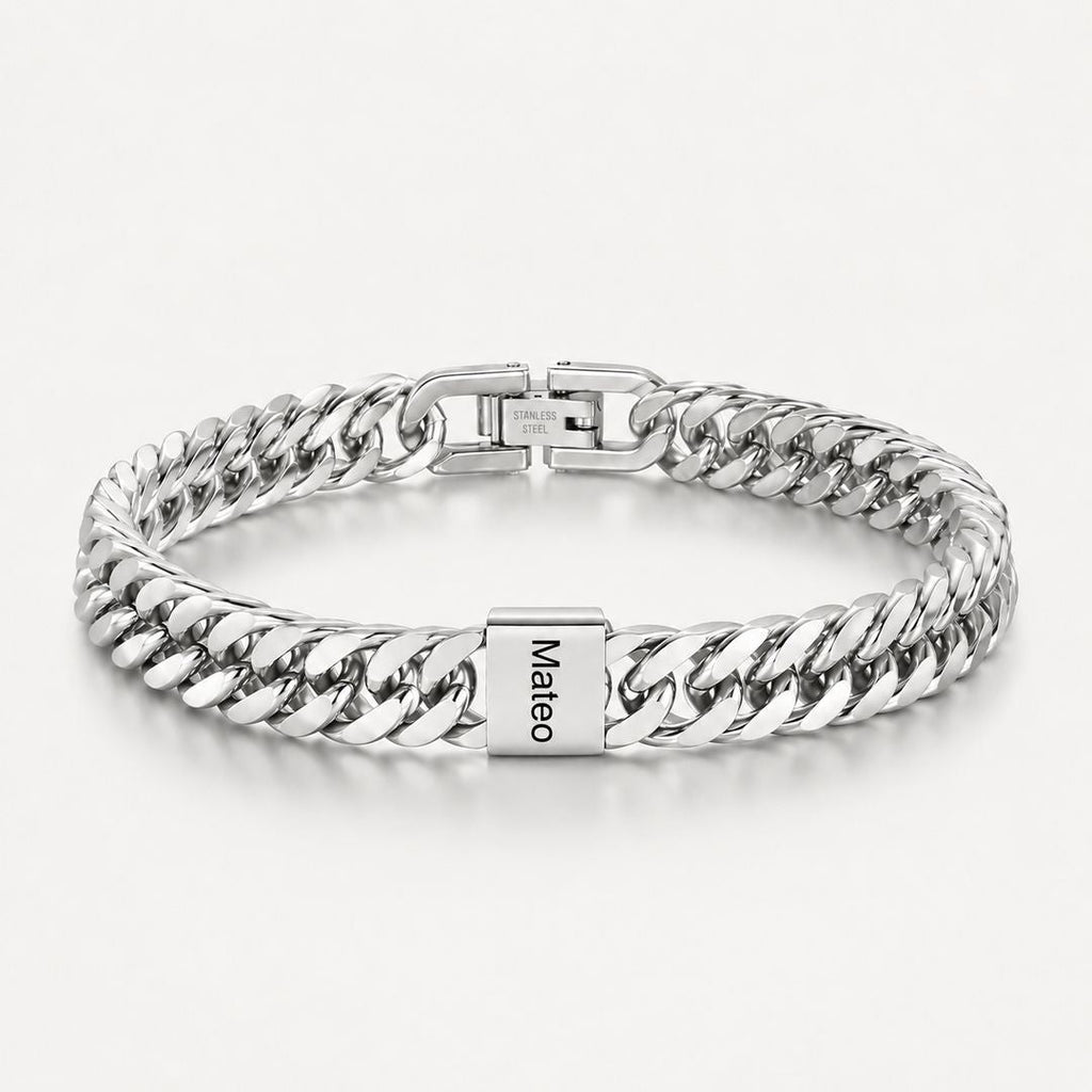 Pulsera cubana grabada para hombre - Moroveta